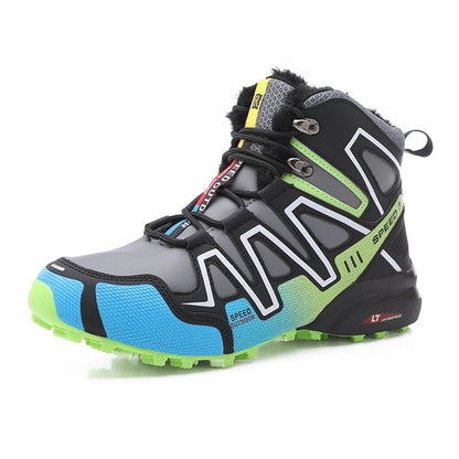 Men's snow boots, warm and non slip outdoor hiking boots, lightweight walking shoes in winter