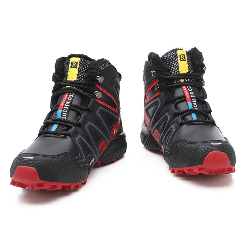 Men's snow boots, warm and non slip outdoor hiking boots, lightweight walking shoes in winter