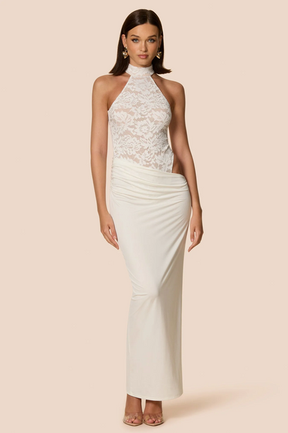 Nookie Lennox Bodysuit Maxi Dress - White  Sko Fjord